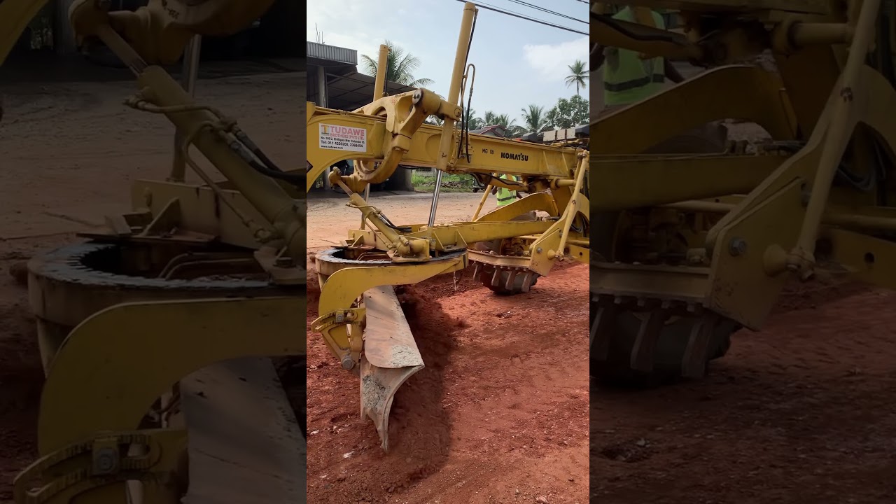 Grader - Komatsu GD511A Motor Grader in Action | Close-Up Grading #Grader