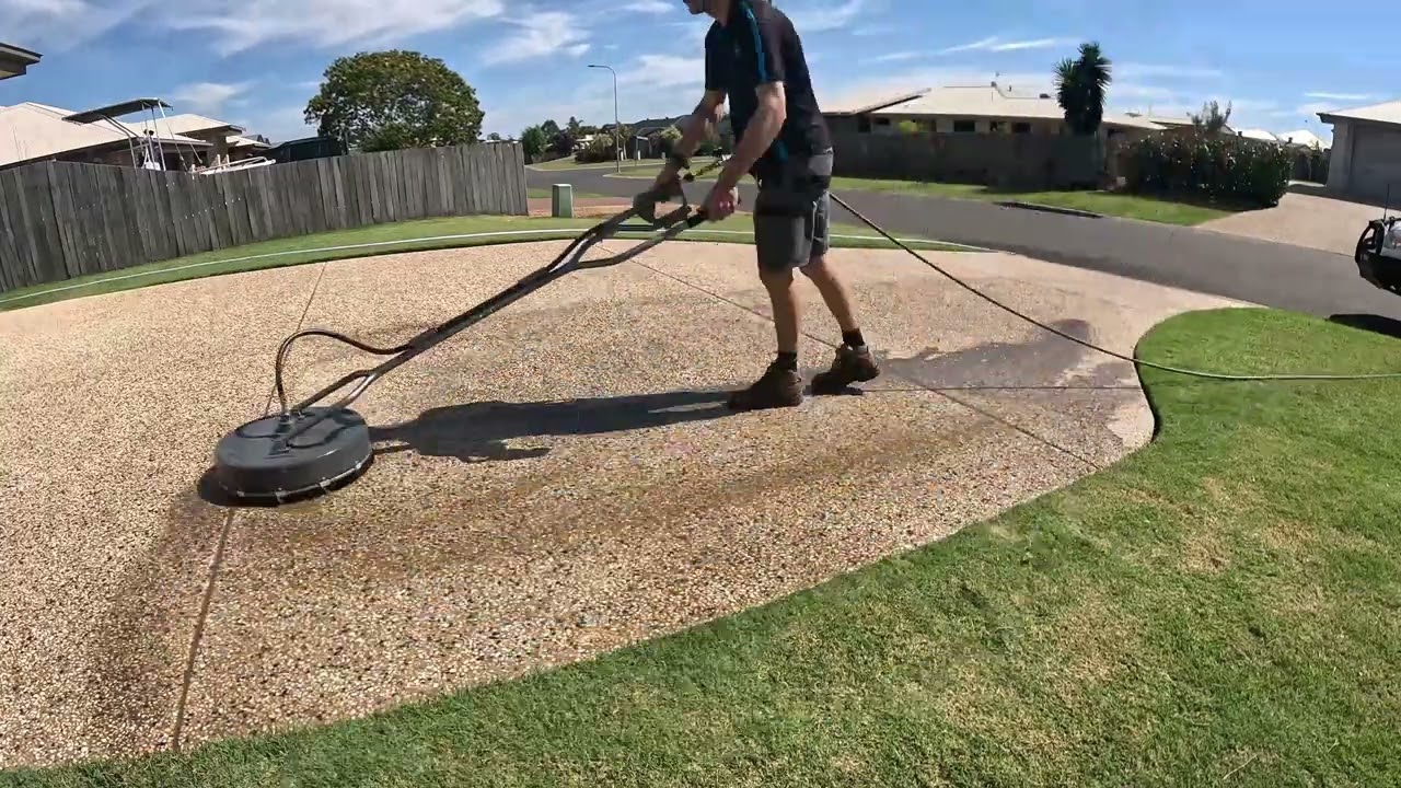 How to clean an exposed aggregate driveway.