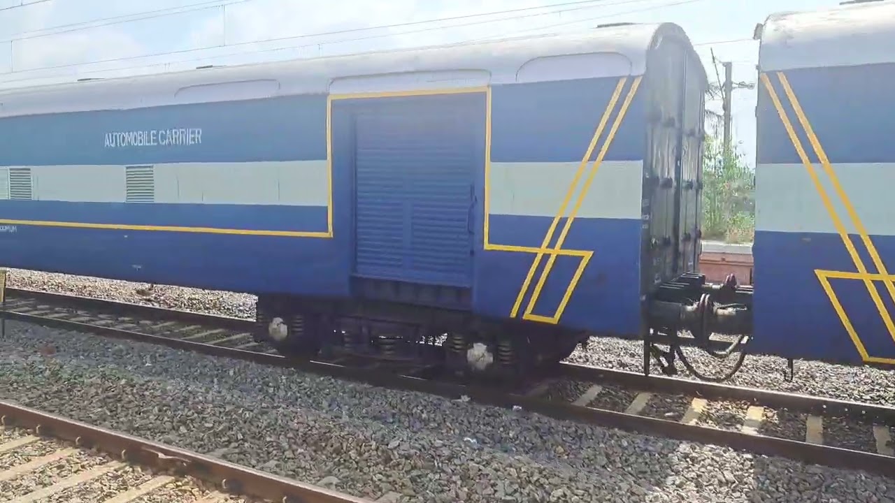 🚦 Automobile Carrier Train Waiting for Signal | Mighty Freight Train Halt Before Departure! 🚆✨