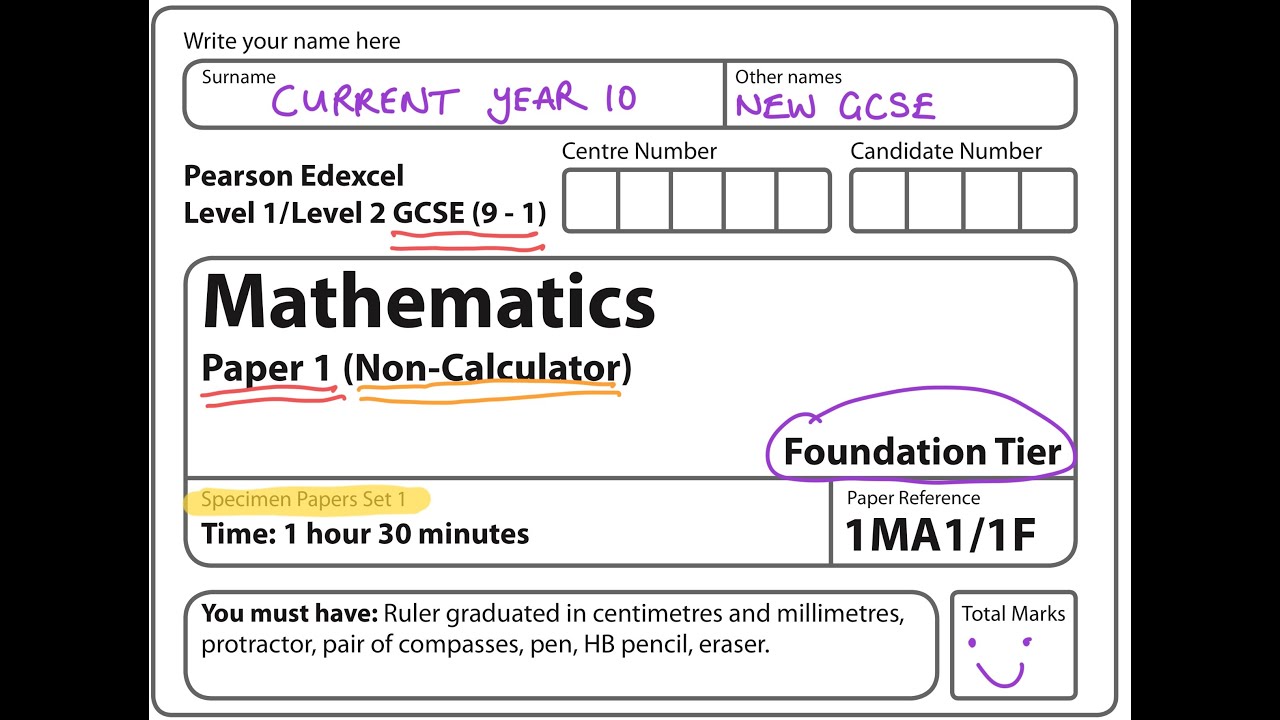 NEW SPEC (9-1) GCSE 2017 Set 1. Paper 1. FOUNDATION. NON CALCULATOR