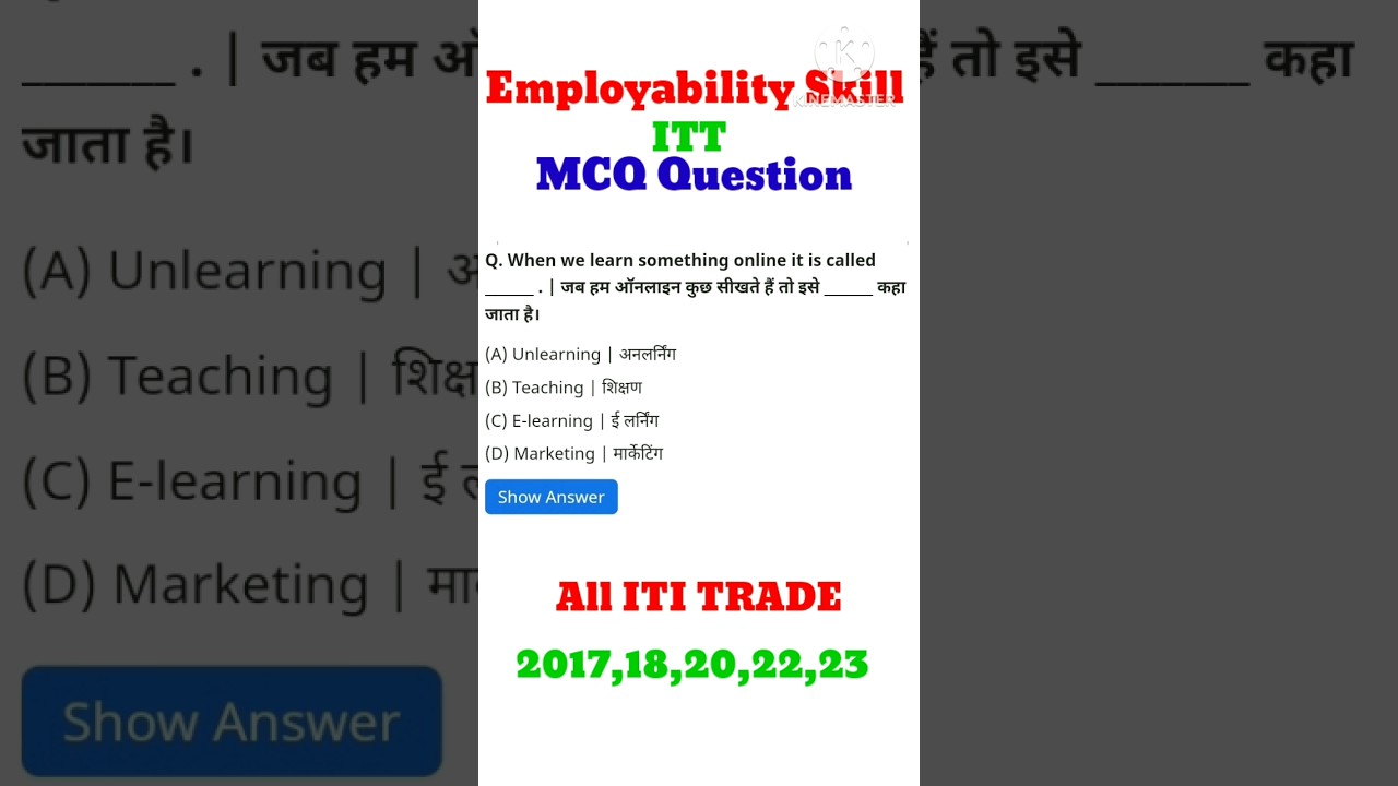 Employability skills 1st & 2nd Year MCQ question iti CBT Exam #viral #shortvideo  #youtubeshort