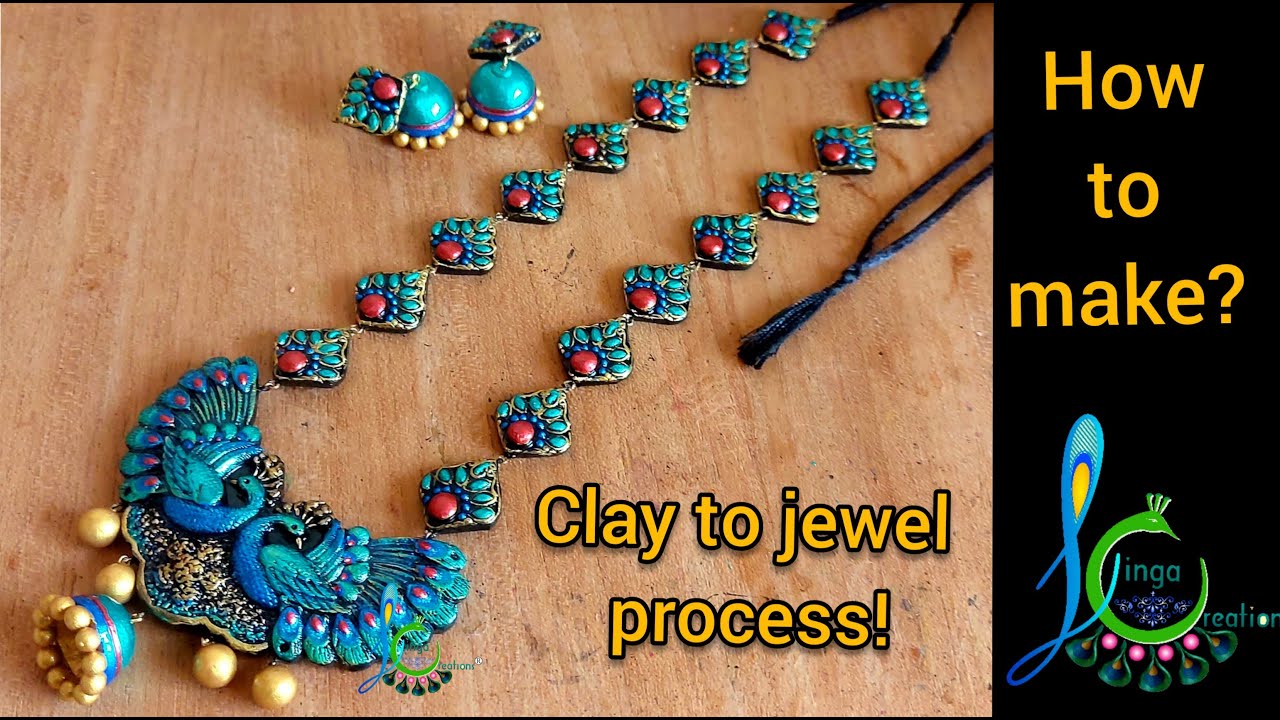 How to make a grand peacock terracotta jewellery|#lingacreations|#terracottajewellerymaking