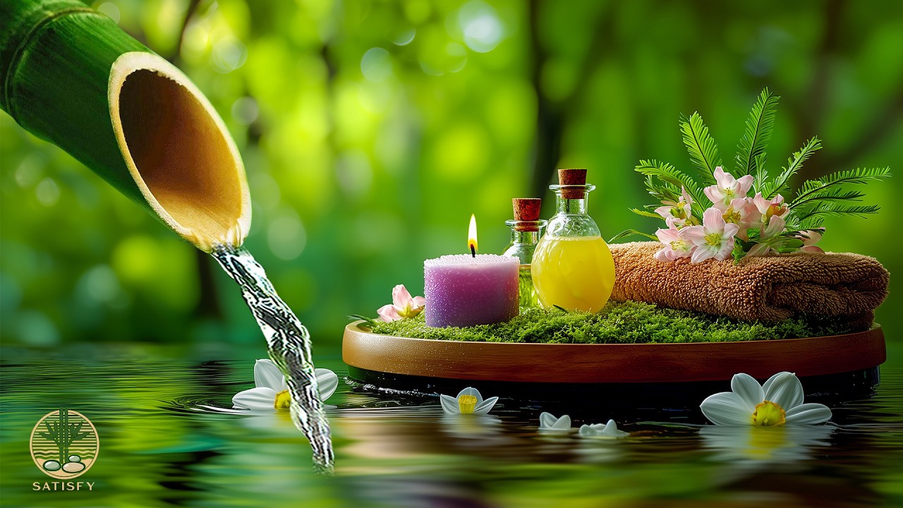 Soothing Music + Bamboo Water Sounds 🌿 Calming Music for Sleep, Relax, Deep Healing Sleep Music