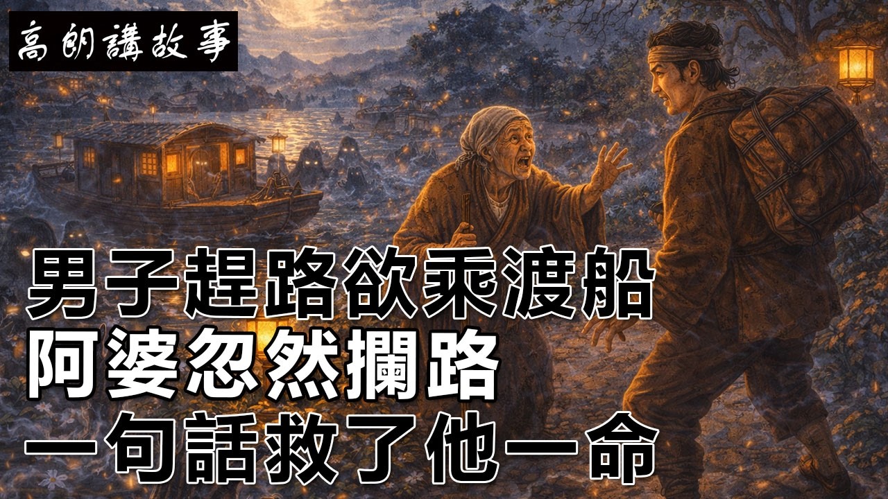 民間故事：男子趕路欲乘渡船，阿婆忽然攔路，一句話救了他一命｜高朗講故事