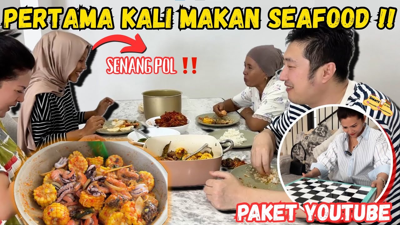 MASAK SEAFOOD UNTUK KELUARGAKU YANG PERTAMA KALI MAKAN GURITA & UDANG + DAPAT HADIAH DARI YOUTUBE!🥹