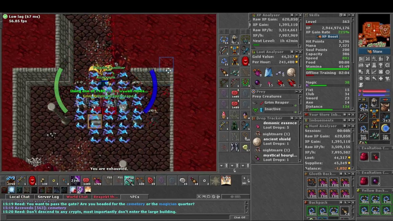 Rending inferniarch bow + savage blow n2 + prey ataque + boost Grim Reaper Yalahar RP 550+