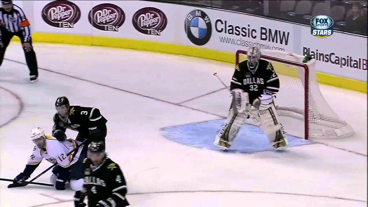 Mike Fisher vs Stephane Robidas fight Mar 12 1013 Nashville Predators vs Dallas Stars NHL Hockey