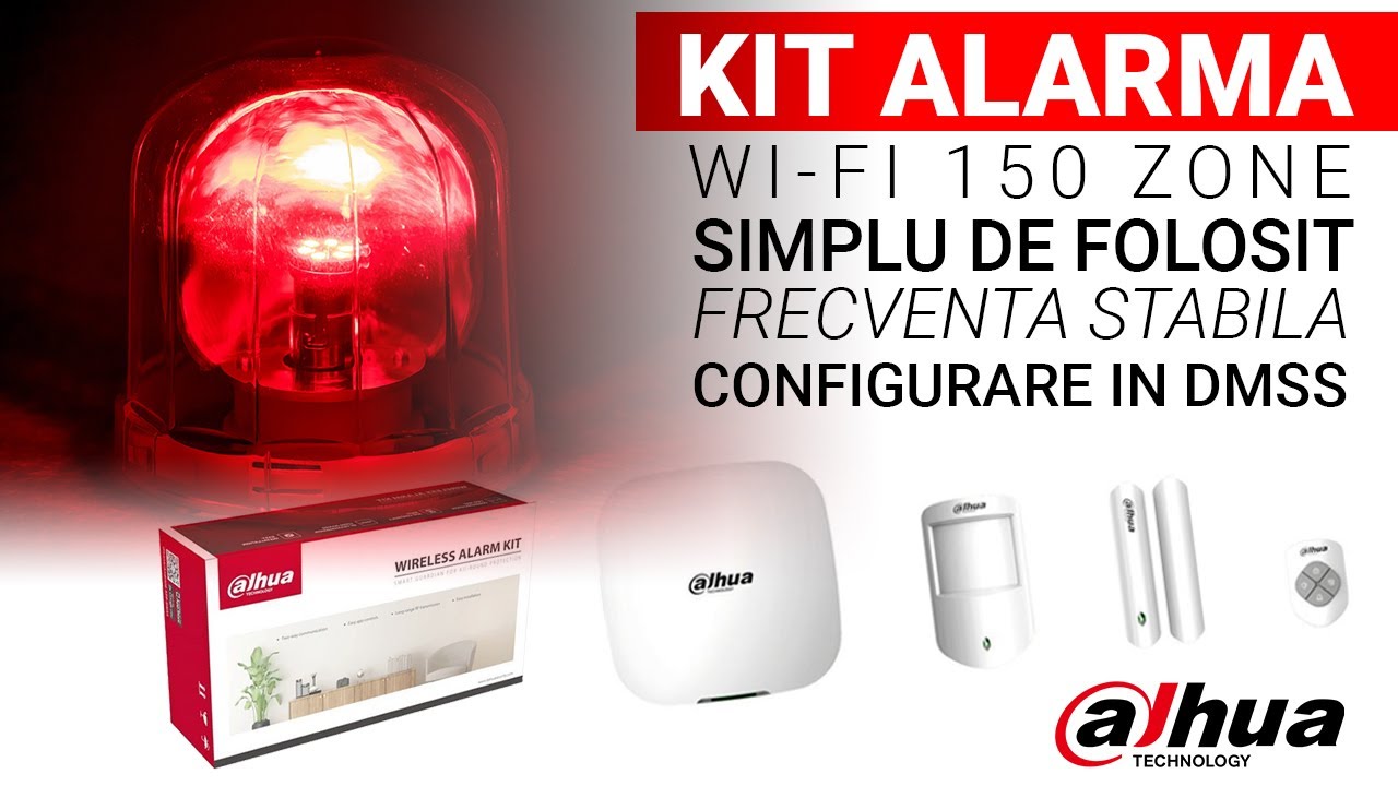Kit sistem de alarma WI-fi 868 MHz 150 de zone Dahua ART-ARC3000H-03- W2 conectare prin DMSS