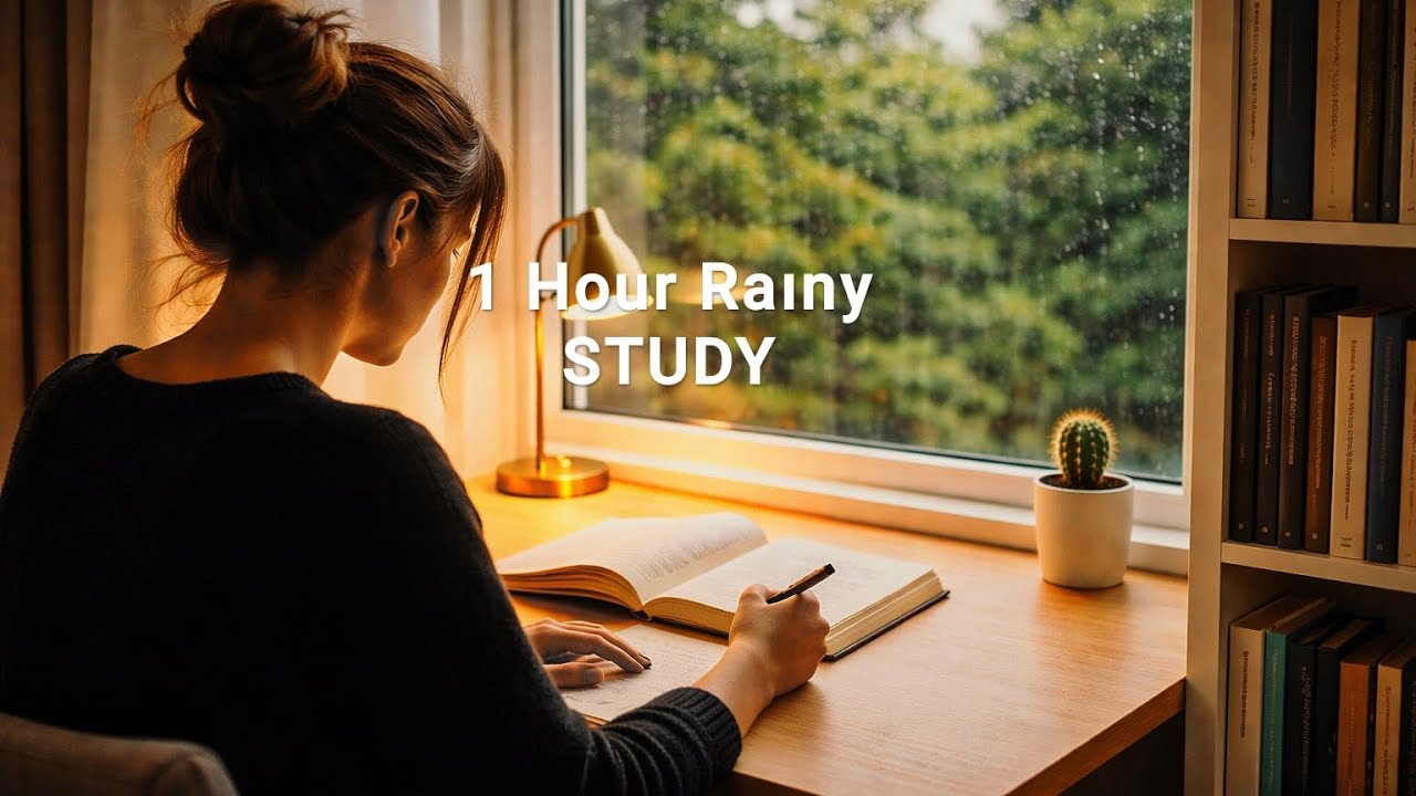 🌧️ 1 Hour Rainy Study With Me | Cozy Desk by the Window | Deep Focus