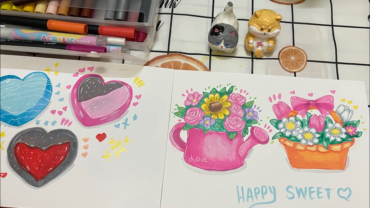 Happy Valentine Day love 💕 💐 🌷 #art #relaxing #acrylicscenery 