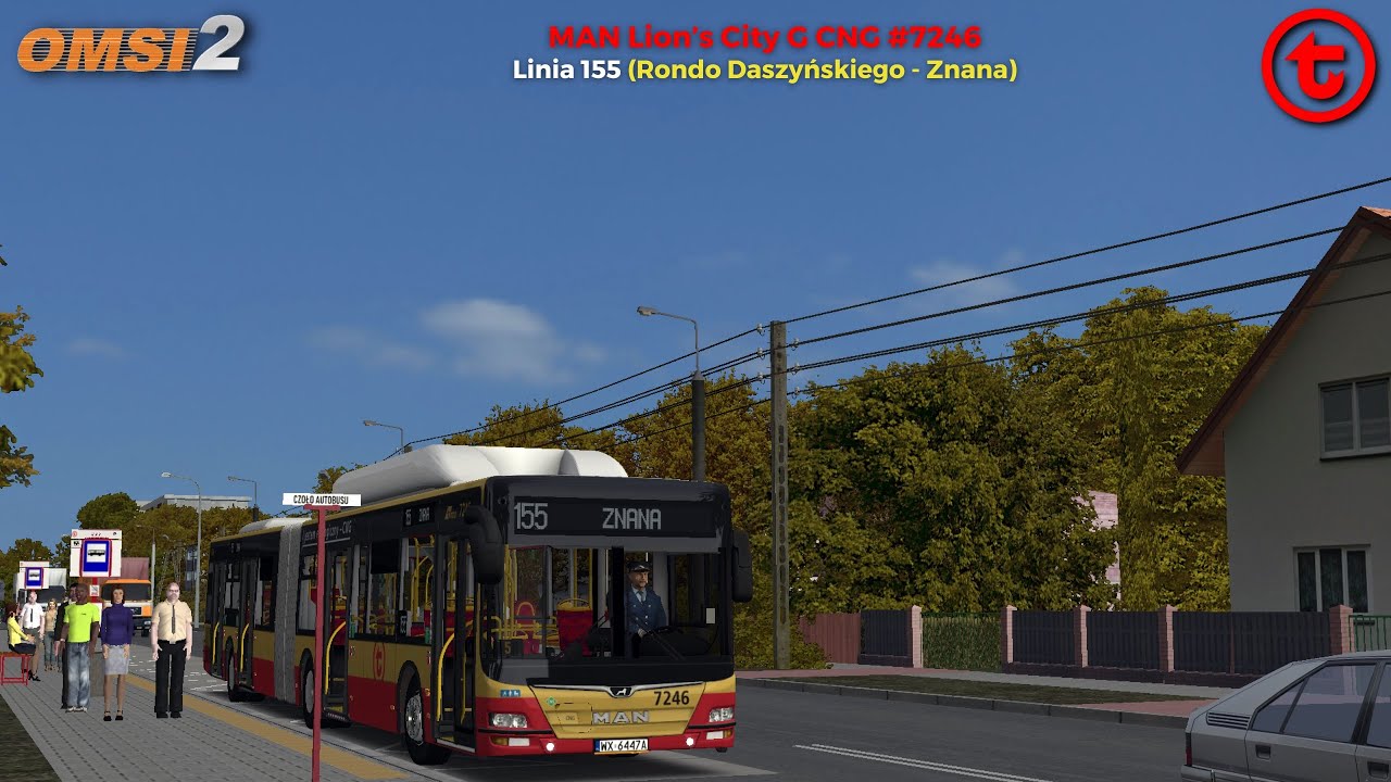 OMSI 2 [#5]・MAN Lion's City G CNG #7246・Linia 155 ➔ Znana・MZA Warszawa