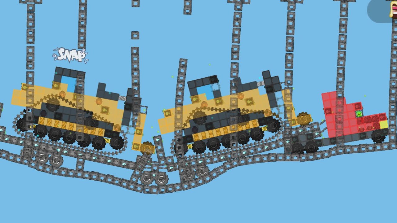 Грузовик перевозит бульдозеры по слабому мосту - Bad Piggies Leading Edge Mod
