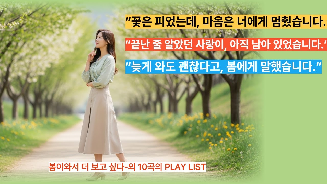 봄이와서 더보고싶다 외  10곡의 PLAY LIST#봄노래#감성트로트#이별노래#사랑과그리움#여성보컬#힐링음악#내마음속트로트#롱폼음악
