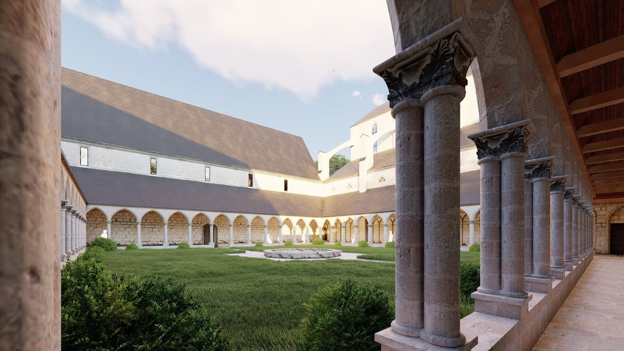 Patrimoine | Restitution 3D du cloître de l'abbaye de la Clarté-Dieu