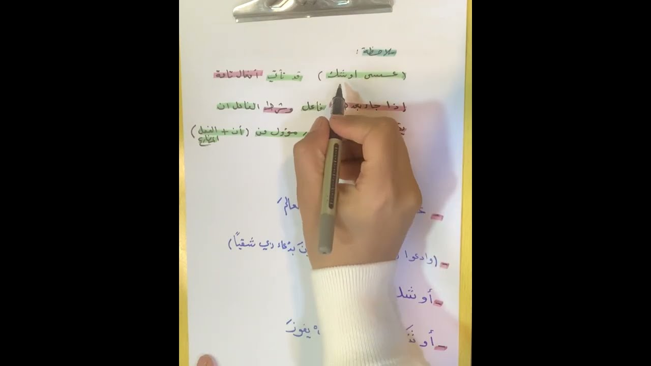 أفعال المقاربة والرجاء والشروع للصف الخامس الاعدادي (العلمي والادبي) وفق المنهج الجديد