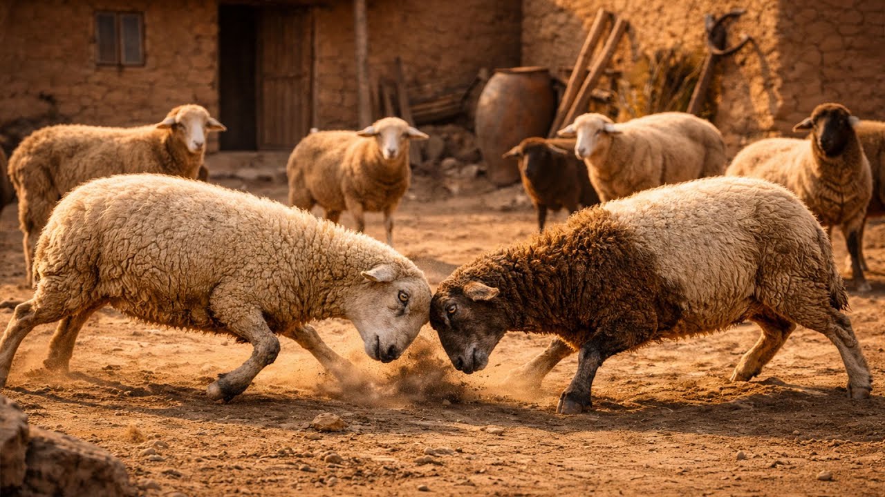 Fight in the Flock! A Real Winter Day in the Village 🐑❄️