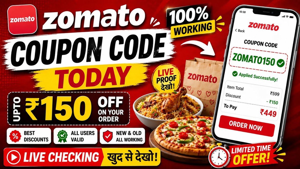 Zomato Coupon Code Today | Zomato Offer Today | Zomato Discount Code | Zomato Coupon code