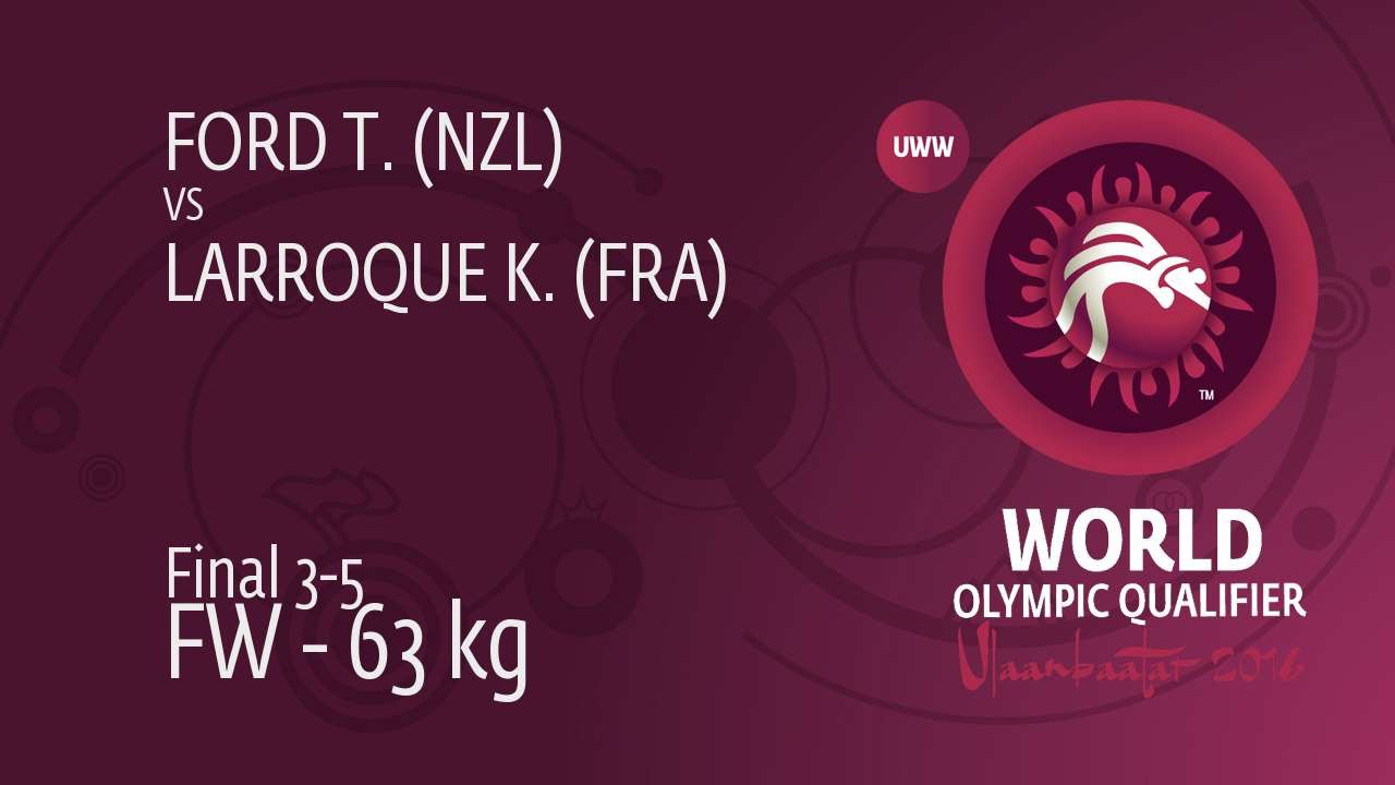 BRONZE FW - 63 kg: K. LARROQUE (FRA) df. T. FORD (NZL) by TF, 10-0