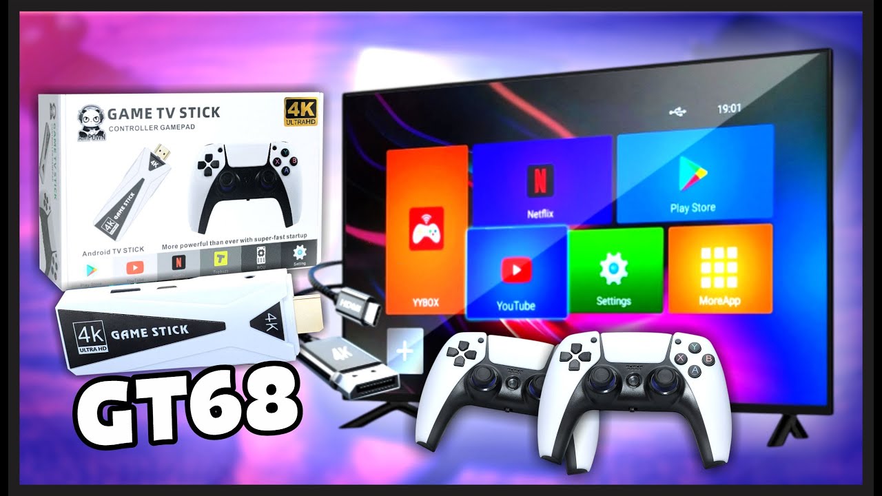 GAME STICK + GAME BOX U10 / GT68 com Sistema ANDROID e Muitos JOGOS!