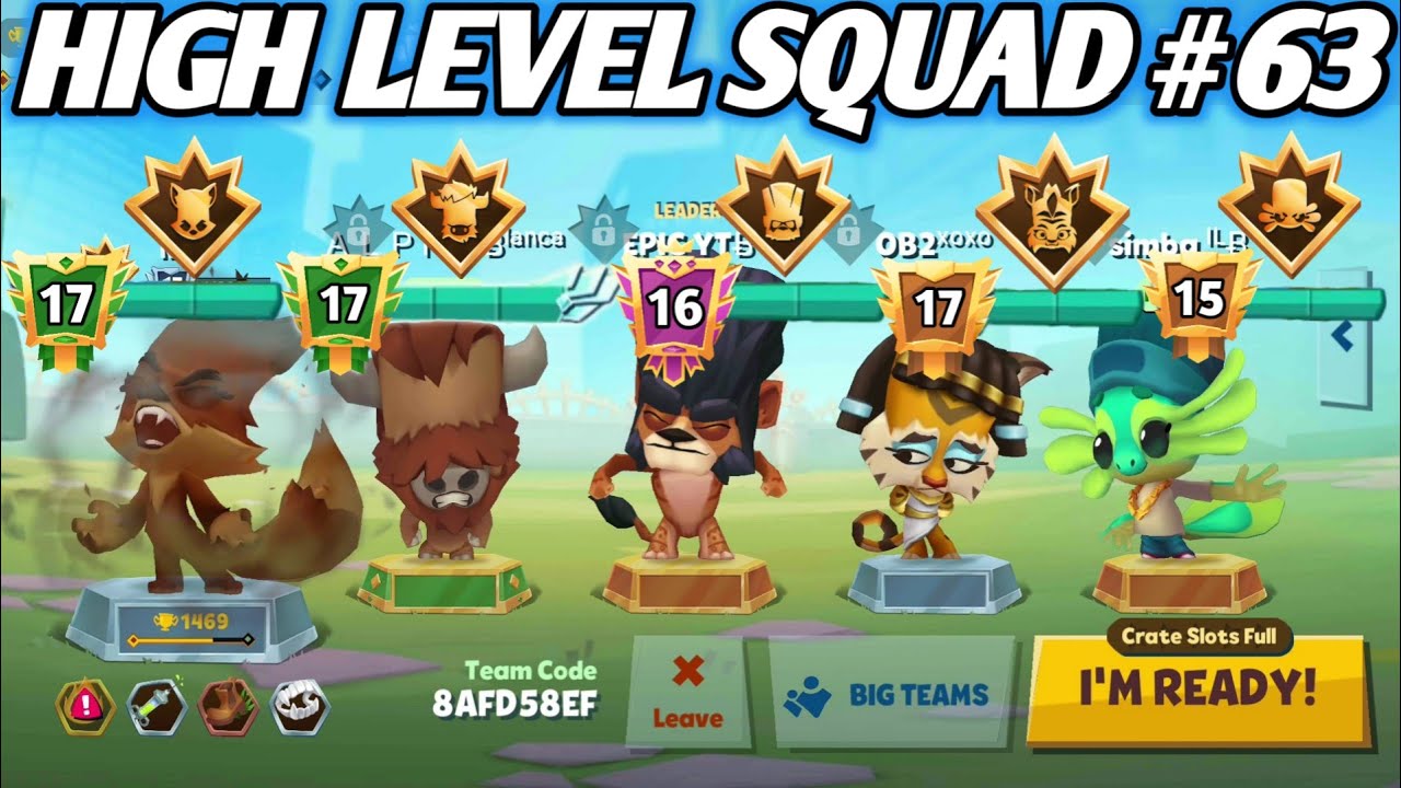 *Level 17,17,16,16,15* | Nix | Buck | Duke | Jade | Lizzy | High Level squad #63 | ZOOBA