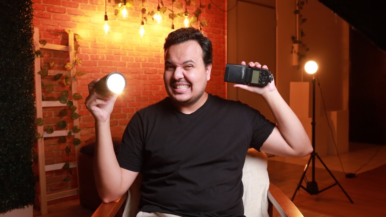 Afinal Speedlite ou flash a Pilha ou a Bateria, Por que? Godox V1 / V860 vale a pena?