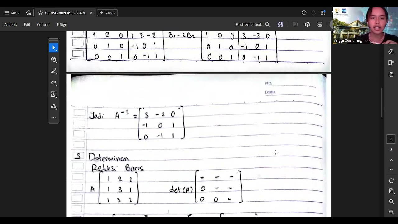 Penjelasan soal persamaan linier(Solusi x,y,z, Invers,Determinan dan Cofactor