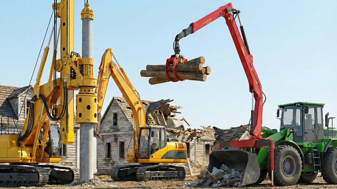 Extreme Demolition Site 🚧 | Excavator and Loader Remove Debris Fast | Farm Machines Animation