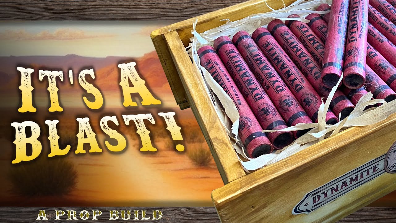 Build a box of prop dynamite from plastic tube and fence boards!  Free printable labels included!
