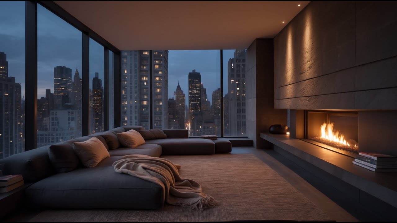 Inner Skyline Hearth | Private Urban Refuge with Crackling Fire