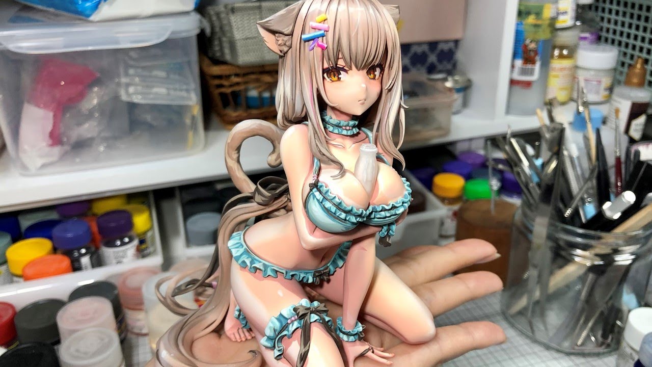【ガレキ】めちゃくちゃ可愛いフィギュアを「イラスト風」に筆塗り塗装してみた結果、まさにデジタルイラストになった！【猫偽紗】