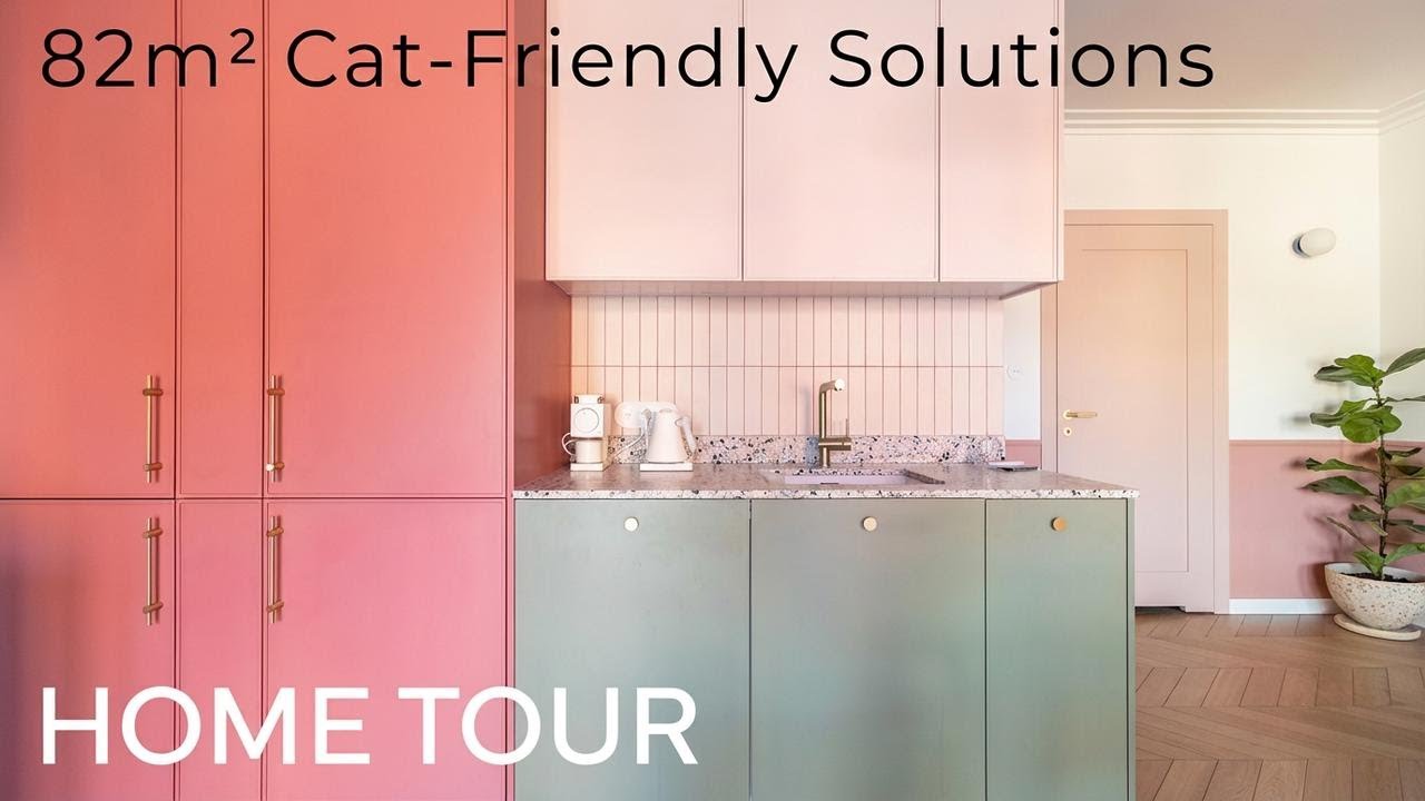 882 sq ft Apartment Designed for Cats! Creative & Colorful Home Tour