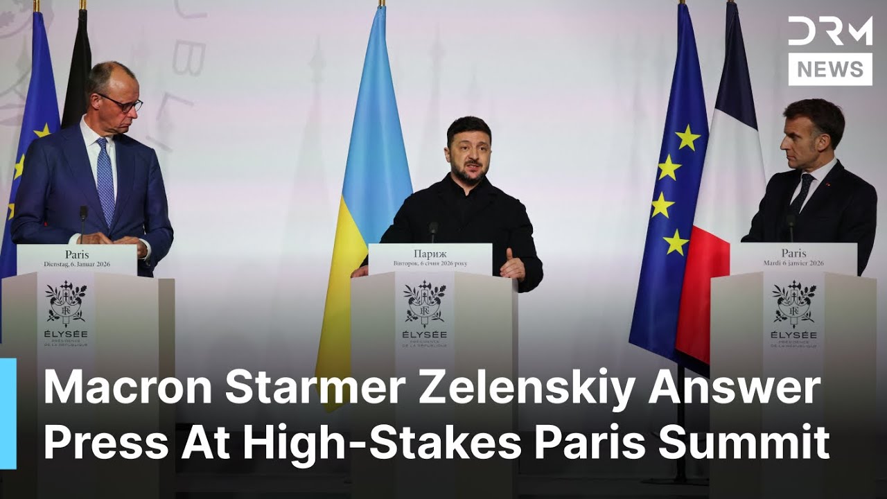 FULL Q&A: Zelenskiy Macron Starmer Merz Face Press Grilling Paris Guarantees | DRM News | AC1F