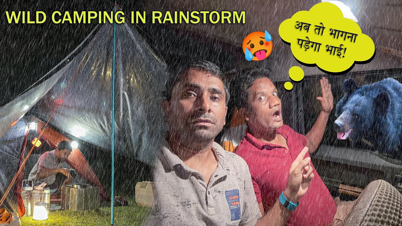 ⛈️ Wild Camping In Heavy Rain Storm | Nonstop Heavy Rain 🥵 Wilderness Survival #monsoonsurvival