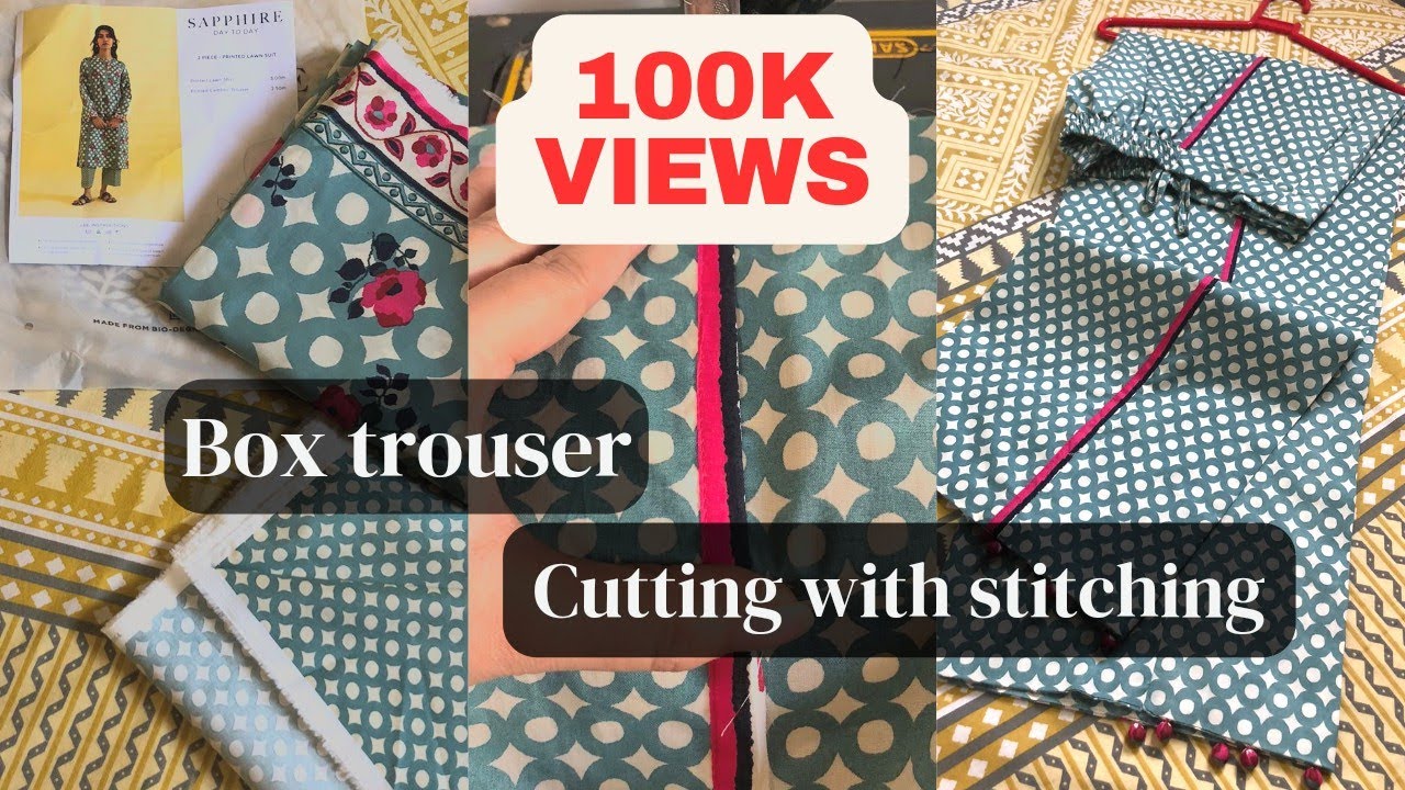 Box trouser || step by step cutting with stitching || very easy box trouser