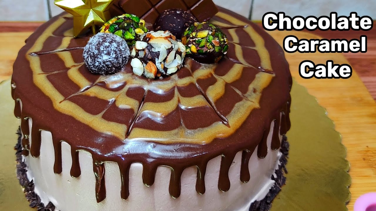 Chocolate Cake, Chocolate Caramel Cake,eggless and without oven, truffle Cake recipe