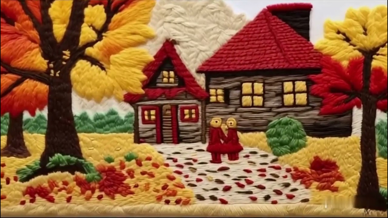 punch needle embroidery：Hayao Miyazaki's autumn comic style is so healing! 10