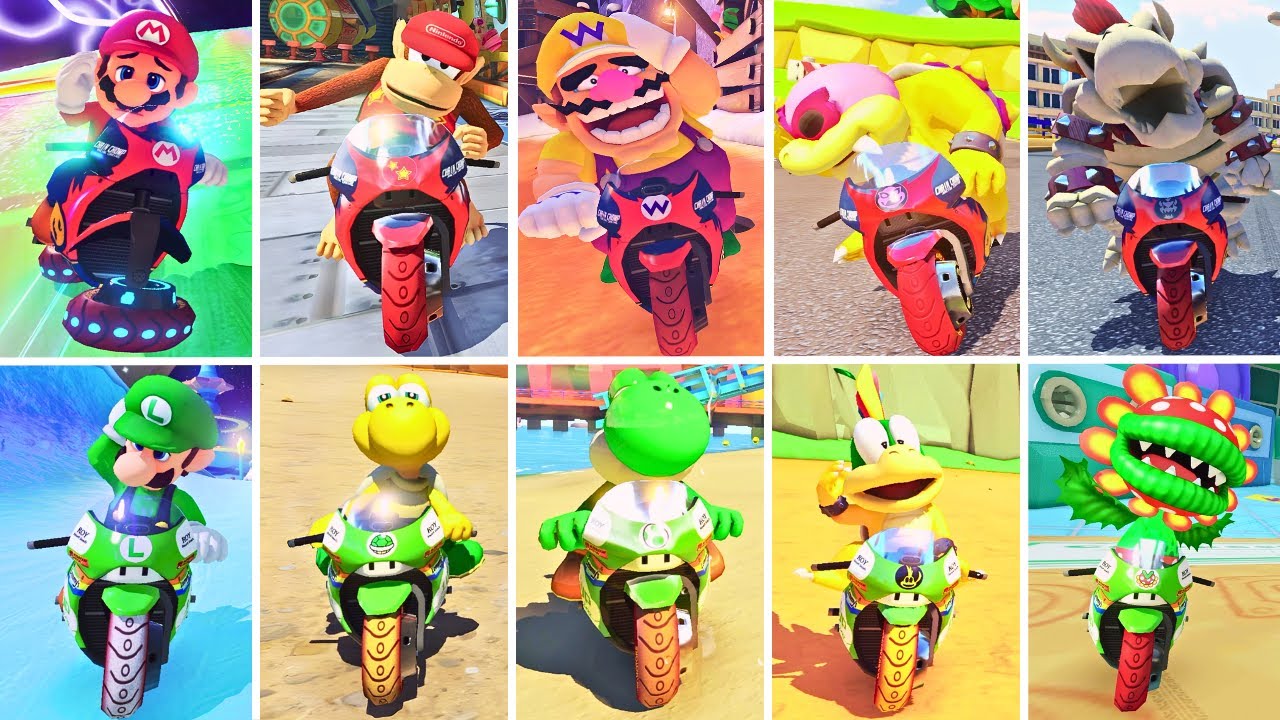 Mario Kart 8 Deluxe Sport Bikes - Complete Losing Animation Compilation