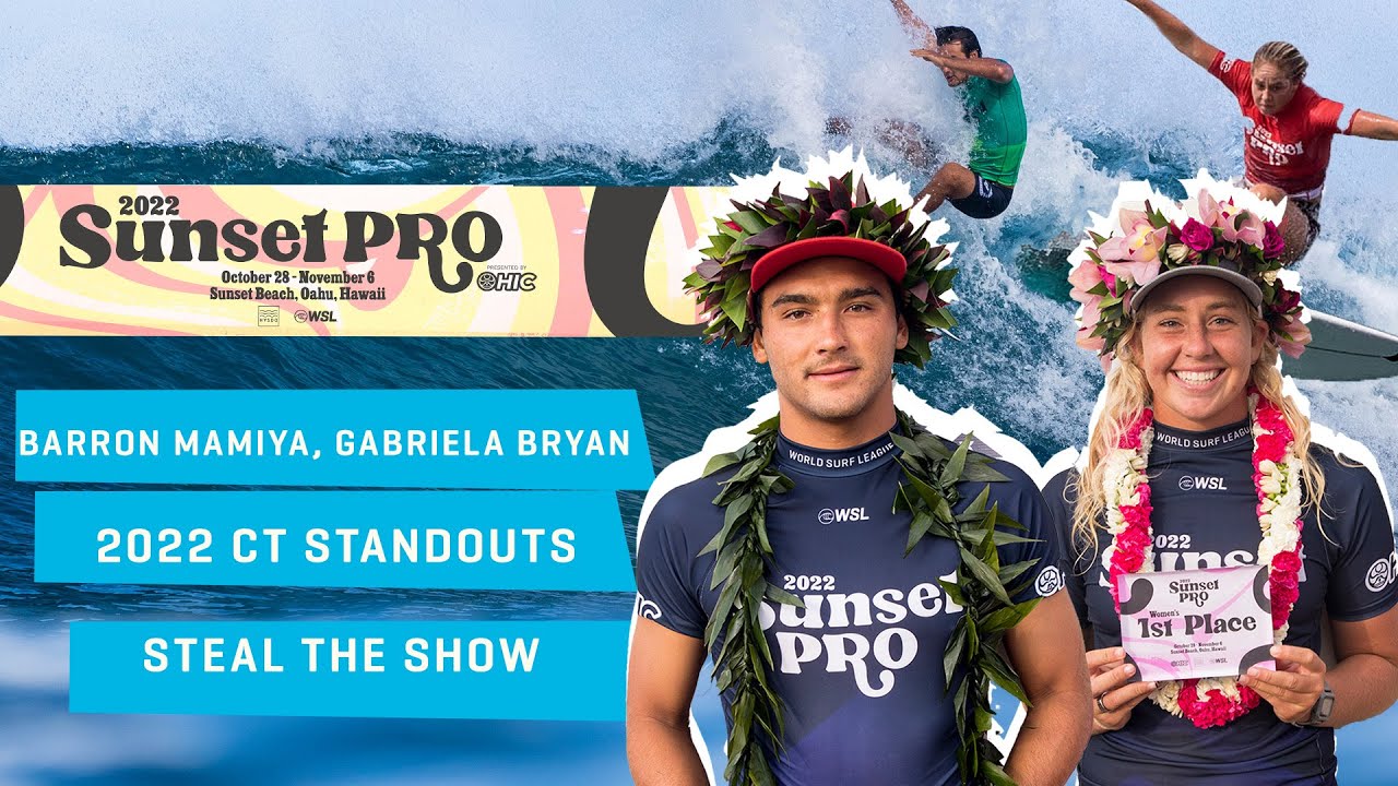 Championship Tour Standouts Gabriela Bryan and Barron Mamiya Win Sunset Pro pres. by HIC