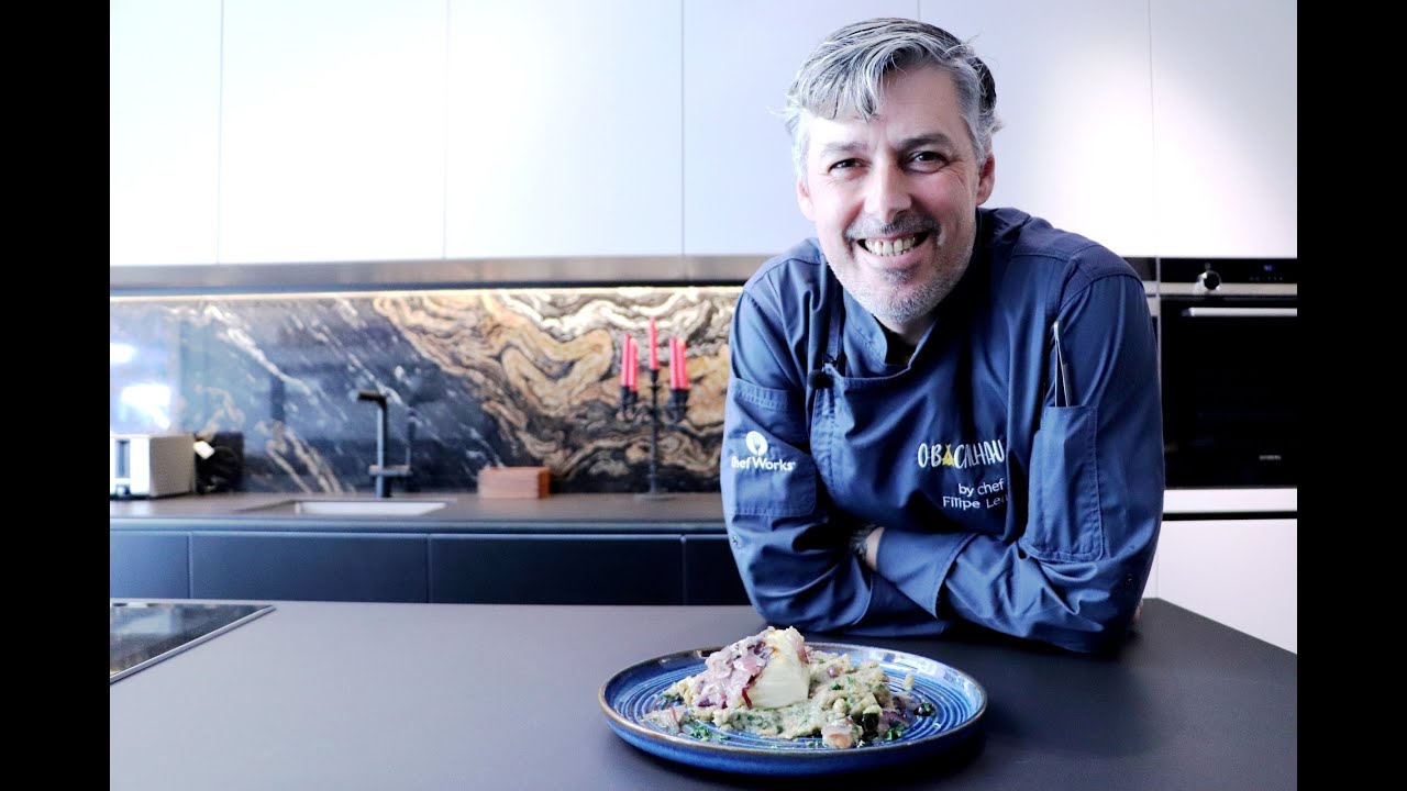 Bacalhau Assado com Migas de Coentros