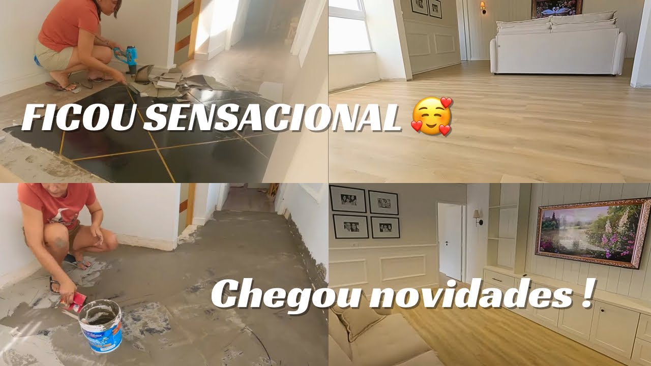 COMO FICOU LINDO O RESULTADO FINAL DO PISO COM RODAPÉ NA SALA NOVA!