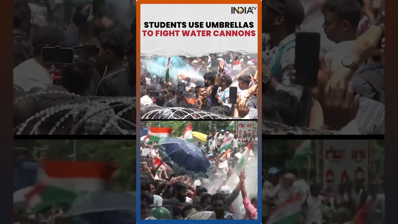 Jharkhand Protest: Students Use Umbrellas Against Water Cannons During Vidhan Sabha March #shorts