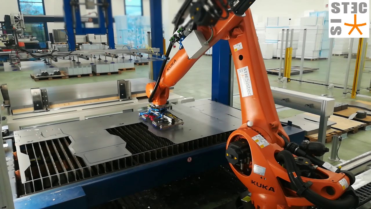 Loading/Unloading systems for laser cutting machine and sorting ; Carico/Scarico laser e sorting