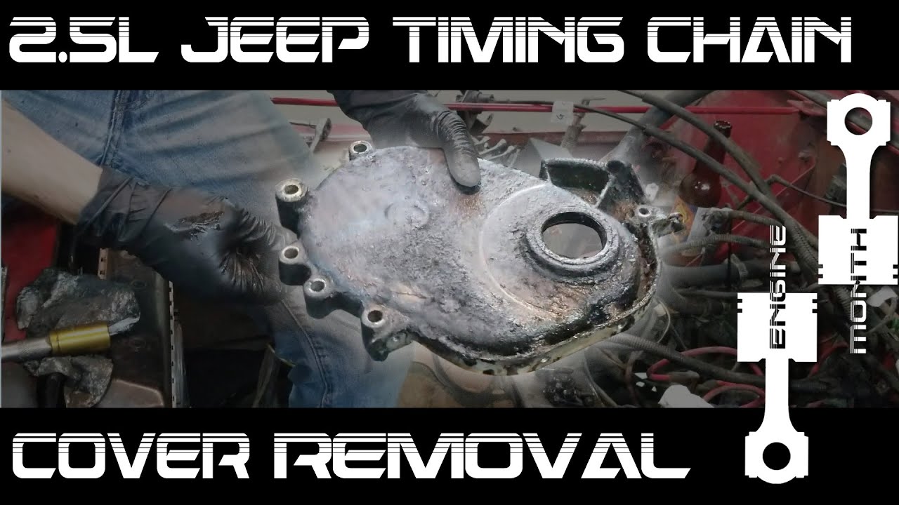 Снятие крышки цепи ГРМ Jeep 2.5L 4 цилиндра YJ