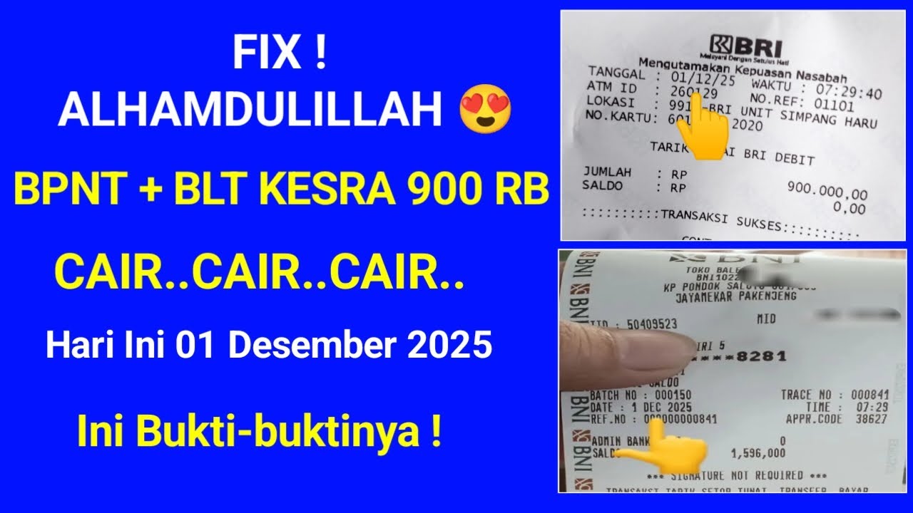 ALHAMDULILLAH 😍 AKHIRNYA BPNT 600 RB + BLT KESRA 900 RIBU CAIR  HARI INI 1 DESEMBER 2025