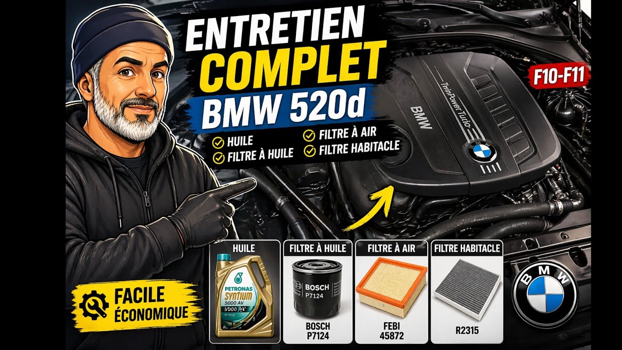 [TUTO] Entretien  BMW 520d (F10-F11): huile, filtre à huile, filtre à air, filtre habitacle. 140€