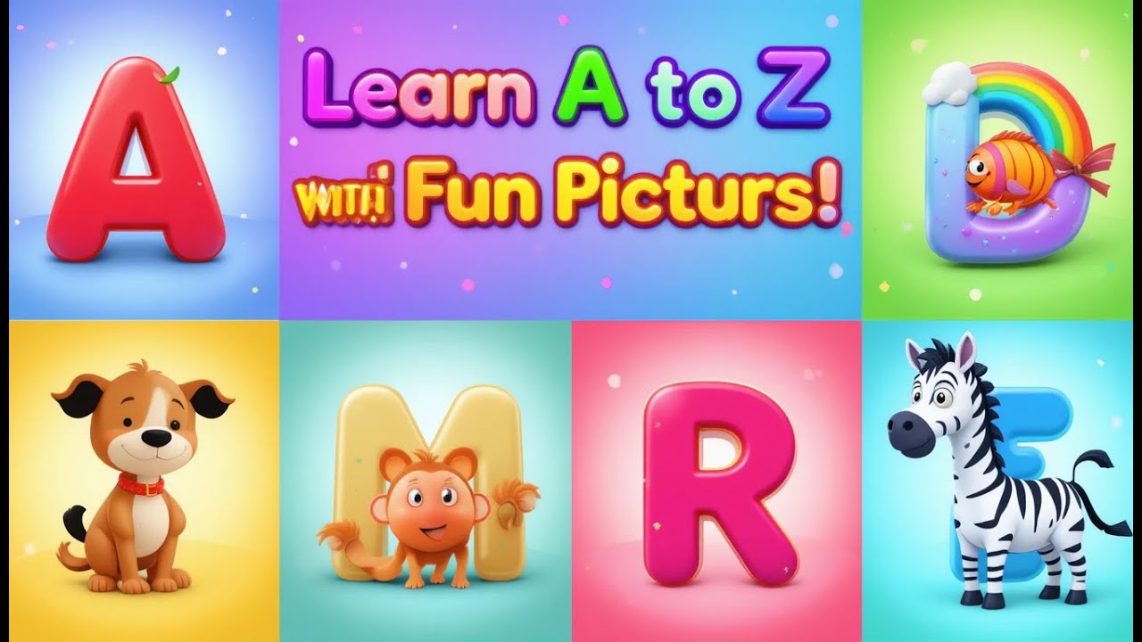 A to Z Learning for Kids | Fun Cartoon Alphabet with Words and Pictures!