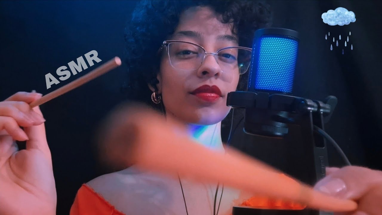 ASMR COM PALITINHOS + SOM DE CHUVA 💤
