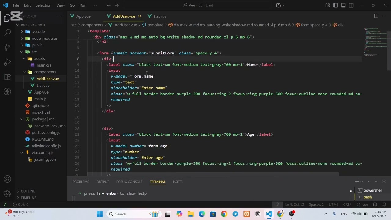 Vue.js input Form with localStorage
