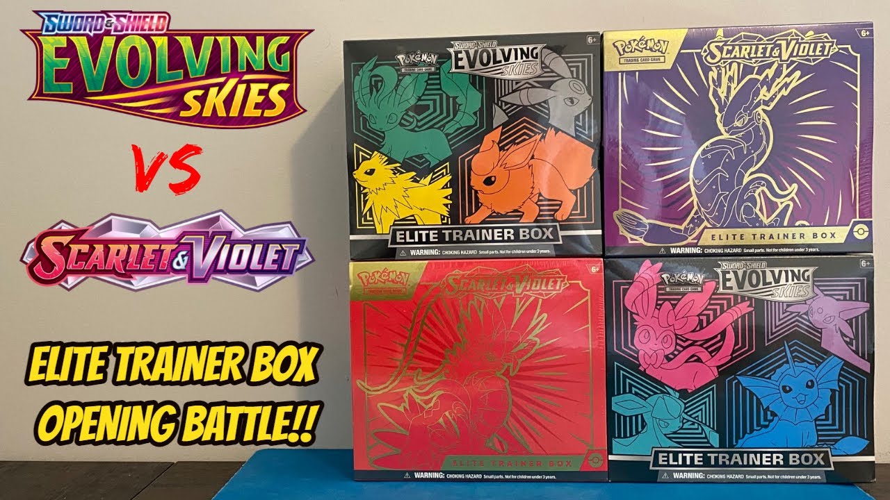 EVOLVING SKIES vs SCARLET & VIOLET Elite Trainer Box Pokemon Card Opening Battle! + GIVEAWAY DETAILS
