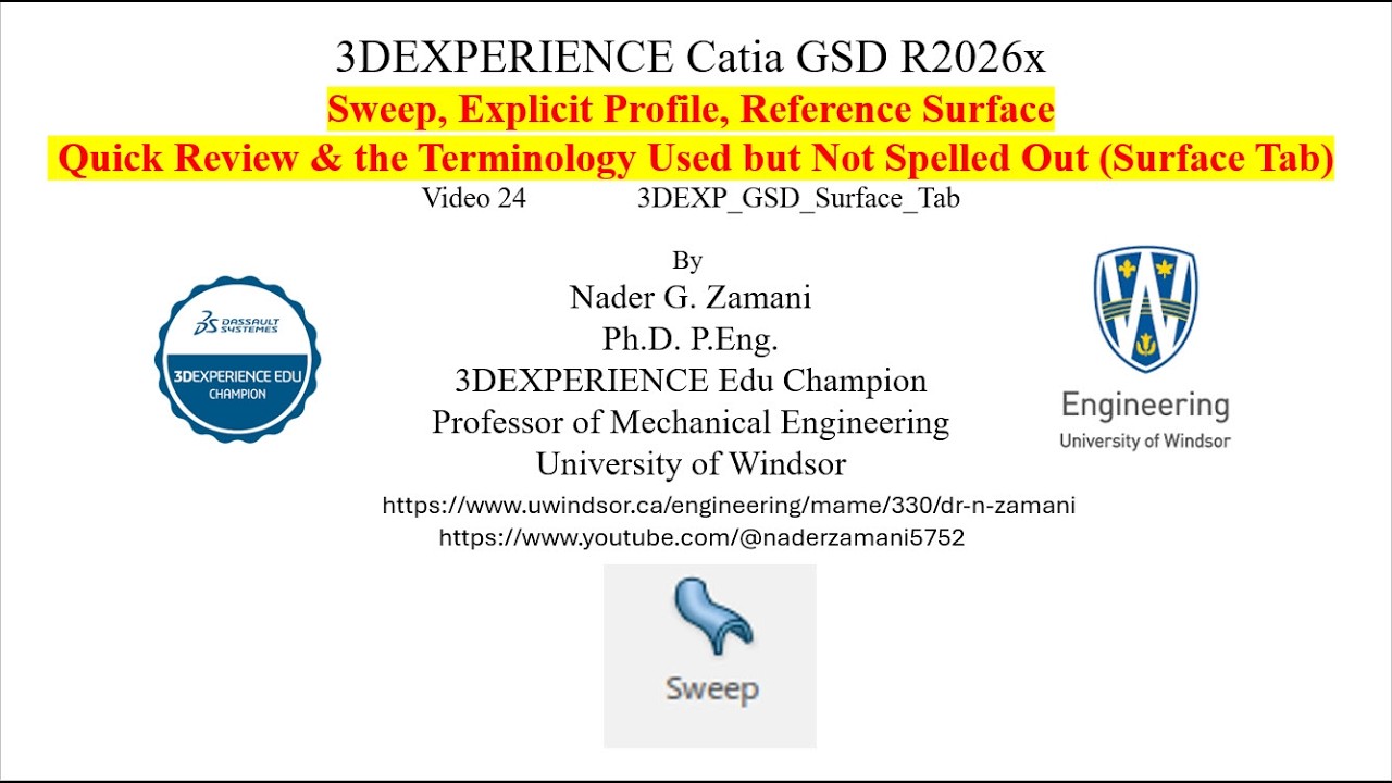 3DEXPERIENCE CATIA 3DEXP GSD 24 Sweep Explicit Reference Surface Quick Review R2026x